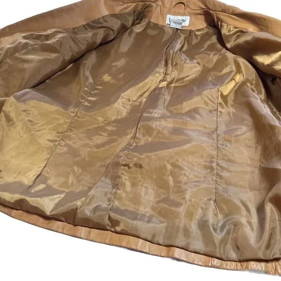 Vintage Bagatelle Leather Mid Century Carmel Tan Jacket Ladies MED